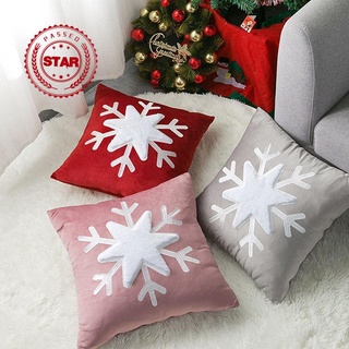[serie De navidad]funda de almohada holandesa de terciopelo bordado de felpa de navidad/cojín de copo de nieve V0X8