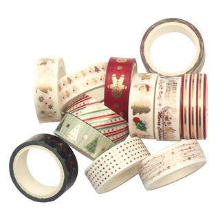 rojo 12 rollos de navidad washi cinta conjunto de papel festival diy scrapbooking adhesivo cinta de enmascaramiento papelería decorativa (5)