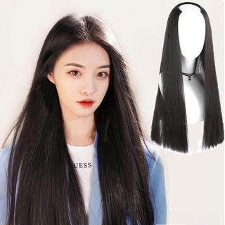 Peluca pieza femenina peluca pieza de una pieza peluca femenina largo pelo recto natural sin rastro medio pelo largo imitación peluca piece1