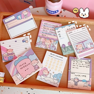 50pages Sticky Post-it Cartoon Notes Notebook Cute Note Paper Student Stationery Gift Mark Guestbook Confession便利贴 Ready Stock