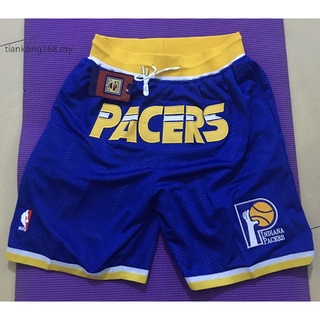 Nueva NBA Hombres Indiana Pacers just don big logo Bordado Baloncesto Pantalones Cortos Azul (1)