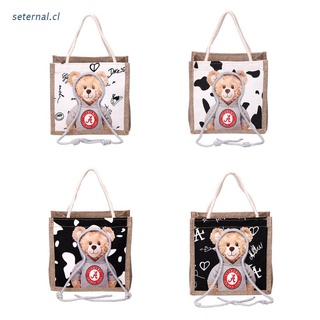 SET Cartoon Animal Shoulder Bag Canvas Casual Bear Handbags Stylish Totes Bags