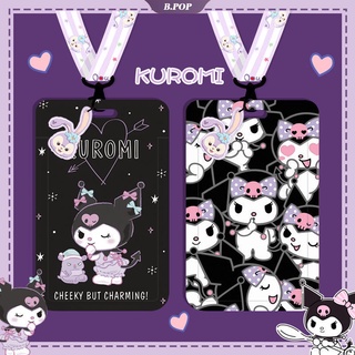 ID Cards Cover Black Graffiti KUROMI Bank ID Credit Card Holder Students Bus Card Case Lanyard Removable Identity Badge Cards Cover | BPOP |