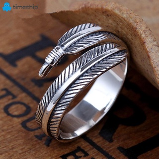 TIMESHIP Gift Feather Ring Men Women Finger Thumb Band Open Rings Trendy Jewelry Vintage Chic Adjustable