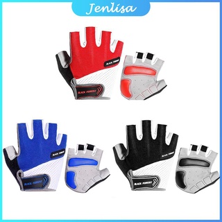 Jenllisa guantes De medio Dedo unisex transpirables antideslizantes Para Bicicleta/Ciclismo