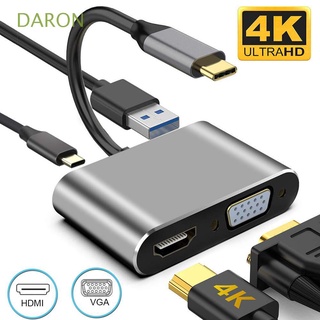 Daron convertidor de Audio de carga rápida tipo C Hub tipo C a HDMI/VGA/USB/USB-C 4 en 1 4K USB HDMI+VGA+USB+pd adaptador/Multicolor