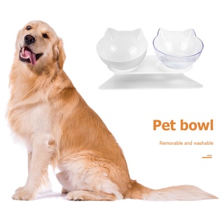 digitalblock double bowls desmontable inclinación orejas gato mascota cuenco antideslizante gato perro alimentador de alimentos