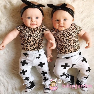 babygarden-baby girl conjunto de ropa, estampado de leopardo camiseta de manga corta y pantalones traje para fiesta de cumpleaños fotografía