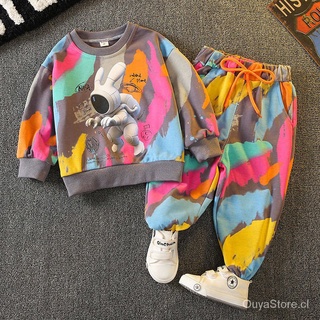 Boys and Girls Sweater Suit Spring and Autumn Medium and Large Children's Fried Street Shirt Thin2021Autumn Fashionable Autumn Clothes