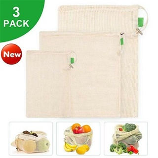 Reusable Cotton Mesh Produce Bags Fruit Vegetable Shopping Organize Bag Washable