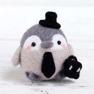 [xhsa] lindo patrón de pingüino hecho a mano diy poke lana fieltros material paquete de producción (4)