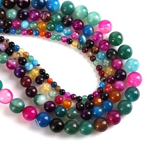 1pc/pack de perlas redondas de ágata brillante de 38 cm de color de la línea de ágata para las mujeres joyería hacer accesorios