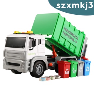Tutoo 13\" botes de juguetes para camiones de basura con sonido y luz para el aprendizaje de residuos