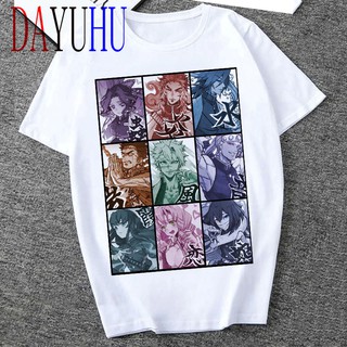 Caliente Demon Slayer camiseta gráfica superior Tees Streetwear Punk Kimetsu No Yaiba camiseta ropa Anime japonés hombres divertido Unisex camisa
