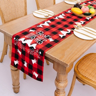 Merry Christmas Table Runner Red Cotton Printed Tablecloth for Wedding Party Table Decor