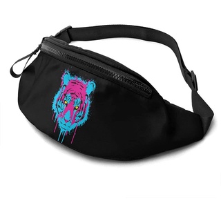 NewestMen Women Large Fanny Pack A Neon Tiger Adjustable Waist for Sports Workout Traveling Running