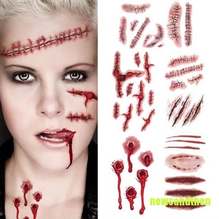 [K] 6 pzs calcomanías para tatuajes de Halloween con heridas sangrientas Diy decoración de fiesta de Halloween