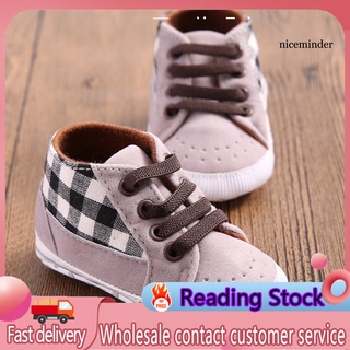 Nice_Baby zapatos de cuna de Prewalker a cuadros para bebés/tenis antideslizantes para niños (1)