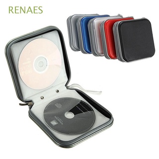 RENAES 40pcs Capacity Storage with Zipper CD Case Disc Wallet Carry Pouch Album Box Holder Durable DVD Bag Organizer/Multicolor