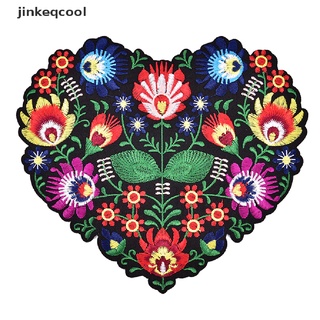 [jinkeqcool] 1 pza parches con bordado de flores en forma de corazón para ropa/iron on applique hot