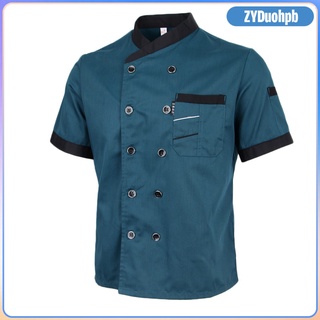 Professional Women\\\'s Mens Chef Jacket Coat Cafe Hotel Kitchen Work Short Sleeve Waiter Waitress Uniform M - 2XL (1)