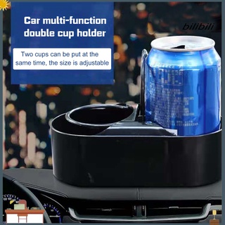 Bi portavasos de gran capacidad de ahorro de espacio negro dos agujeros estante de bebidas para coche (1)