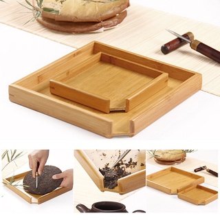 ST Square Wooden Serving Tray Wood Plate Tea Food Dish Drink Platter Multipurpose