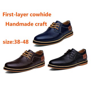 Hecho a mano puño laye cuero de vaca zapatos de negocios casual zapatos de los hombres size38-48 Lage tamaño leathe zapatos de los hombres