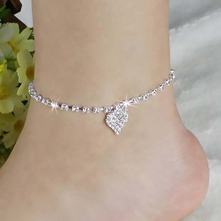 caere Women Rhinestone Love Heart Pendant Ankle Bracelet Chain Beach Barefoot Anklet
