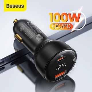 Baseus PD 100W USB cargador de coche carga rápida QC4.0 QC3.0 para iPhone Android teléfono móvil