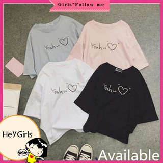 [heygirls]camiseta De manga corta para estudiantes salvajes sueltos de moda de verano/camiseta de manga corta para mujeres/parejas
