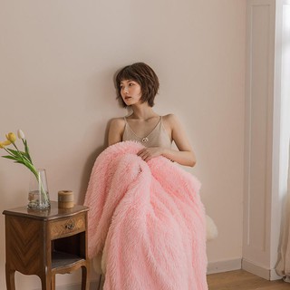 Manta de lana de felpa suave de pelo largo mantas de lana esponjosa Color rosa