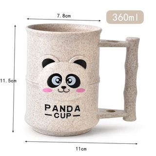 Lindo Panda boca taza pareja cepillo de dientes taza de café taza, ecológico Material de paja de trigo hogar taza taza (4)
