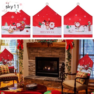 SKY Red Hat Santa Claus Cap Kitchen Dinner Table Christmas Chair Cover Soft Stretch Xmas Decor Party Supplies Dining Room Home Decoration