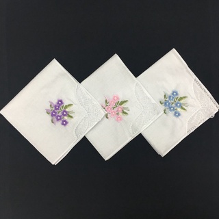Alldeirctions 6 pzs de mariposa Bordado 100% algodón Floral al azar Portátil bufanda blanca de servilleta/Multicolor (3)