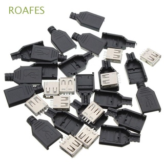 ROAFES Lightweight USB Adapter DIY USB Plug Socket USB Connector Type A Plug 10Pcs Female Durable 4-Pin with Plastic Cover/Multicolor
