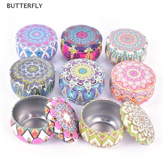 [mariposa] Bote de té perfumado de Metal redondo, paquete de caramelos, caja de hojalata