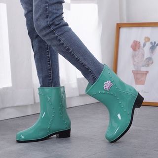 Alto barril ligero zapatos de lluvia botas de lluvia de las mujeres más algodón tubo corto en el tubo para mantener caliente y de terciopelo de las mujeres zapatos de agua antideslizante niñas agua zapatos de goma botas de agua botas de lluvia mujeres (5)