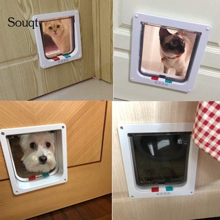 sq- puerta de entrada magnética de 4 vías con cierre para mascotas/perro/cachorro/gato/puerta de entrada (7)