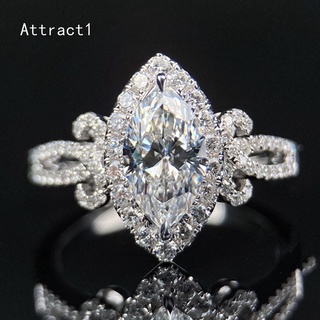 Attract anillos De boda Marquise Cubic circonita piedra incorporada De Alta calidad color plata joyería De compromiso para mujer