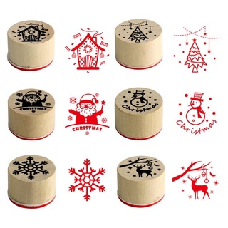 Joy 6 piezas de sellos para hacer tarjetas de navidad decorativos montados en madera sello de goma DIY manualidades letras diario Scrapbooking