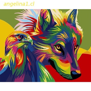 angelina1 wolf and eagle paint by number kits 16 x 20 pulgadas lienzo diy o il pintura