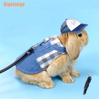 Bigorange~ mascota conejo ropa Denim chaqueta abrigo pequeño Animal arnés correa chaleco bolsa sombrero conjunto (1)