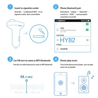 [QALA] Kit de manos libres Bluetooth inalámbrico para coche transmisor FM reproductor MP3 cargador USB Dual (8)