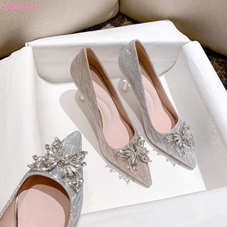 zapatos de boda primavera 2021 nueva boda cristal zapatos de novia zapatos puntiagudos lentejuelas plata tacones altos mujeres zapatos de aguja