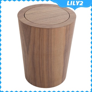 (Lily2) Lata De basura redonda De madera sólida 9l Para cocina/Hotel/habitación/baño (7)