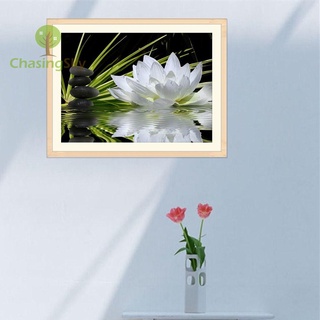 40x30cm blanco lotus diy 5d diamante pintura punto de cruz costura artesanía