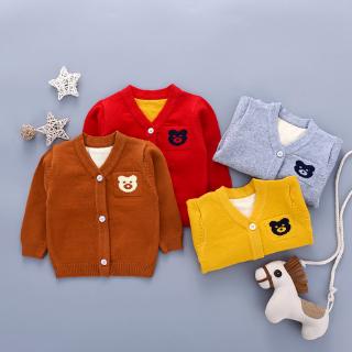 Los niños suéter de otoño bebé niño niña Cardigan de punto de dibujos animados oso patrón Casual ropa de abrigo ropa