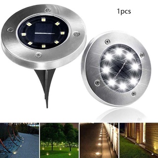 8 LED Solar Powered Ground Lights stainless steel Outdoor lamp Waterproof LED