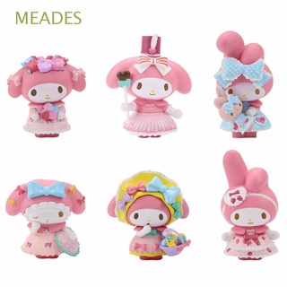 MEADES 6pcs/set Action Figurine Kids Toys Figure Toys My Melody Cute Collection Model Desktop Decorations Cinnamoroll PVC Home Ornaments Model Toys